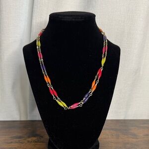 Vintage style enamel, gold tone necklace multi color